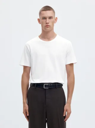 selected men - SLMNEWPIMA SS O-NECK TEE NOOS Weiß - Gr. - M