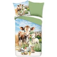 PURE luxury collection Kinderbettwäsche Farm animals, Microfaser, 2 teilig, Mikrofaser, 135x200, 2 Teilig, Wendeoptik, Kind, Bauernhoftiere, Tiere