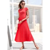 LASCANA Midikleid mit Plisseerockteil, bügelfreie Qualität elegantes Sommerkleid, Festkleid, Plisseekleid, modisch