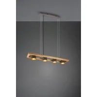 TRIO Leuchten Pendelleuchte Bell, ohne Leuchtmittel, Leuchtmittel wechselbar, Warmweiß, aus Holz mit Schirmen in Glocken-Design / Schirme nickel antik Optik