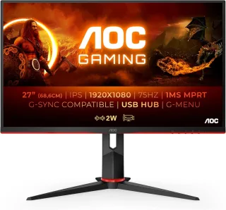 AOC 27G2U5/BK [27'' FHD IPS 75Hz 2x HDMI VGA DisplayPort 1ms Reaktionszeit] schwarz/rot