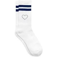 Spreadshirt Socken Stickerei Herz Gestreifte Tennissocken (1-Paar)