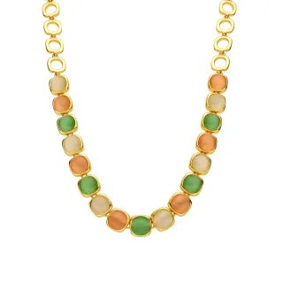 Luxenter Katzenaugen-Halskette Mehrfarbige 18-karat-Goldfinish – Shureo