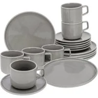 CreaTable Kaffeeservice Chef Collection (18-tlg), 6 Personen, Porzellan, Service, nordisches Design, 18 Teile, für 6 Personen