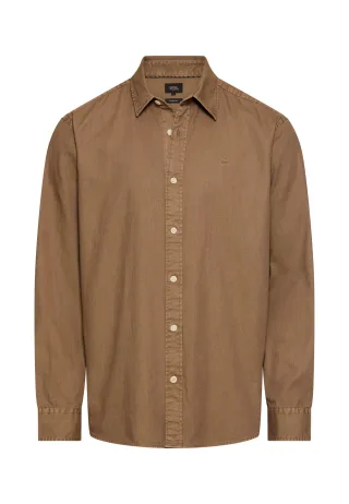 camel active - Baumwollhemd mit Kent-Kragen sepia brown - Gr. - XL