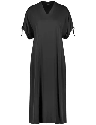 TAIFUN - Elegantes Satinkleid mit Raffungen am Arm schwarz - Gr. - 34