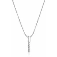 Runde Perlé Kette mit Anhänger Damen Halskette Stab Anhänger 5 Moissanite Steine 0,5 ct, 925 Sterling Silber platiniert GRA Zertifikat Echtschmuck