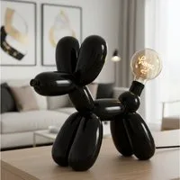 GILDE Schreibtischlampe Tischleuchte Ballonhund Elio in Weiß oder Schwarz mit LED Schriftzug, LED wechselbar