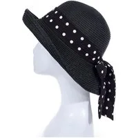 Adel Accessoires Sonnenhut Damenhut mit Schleife und Punkten – 50–55 cm – Sommerhut