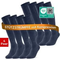 sockenkauf24 Stützkniestrümpfe Kompressionsstrümpfe Reisestrümpfe Stützstrümpfe mit Kompression (Jeans, 4-Paar, 39-42) aus Baumwolle für Damen & Herren mit Komfortbund