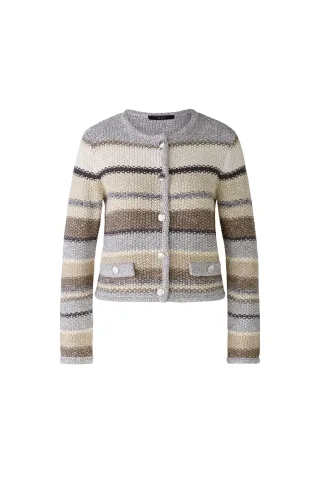 Oui - Strickjacke mit dekorativen Knöpfen lt stone taupe - Gr. - 44