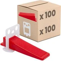 Dalsys Nivelliersystem für Fliesen enthält (2mm) Set 100 Laschen + 100 Keile, 200-St., Fliesenleger Werkzeug für präzises Fugenbild) Zuglaschen, Fliesenkeile, Verlegehilfe Set, Fliesenleger Werkzeug