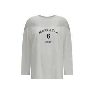 MM6 Weißes Baumwoll-Langarm-T-Shirt