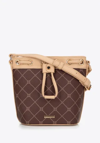 Wittchen Damen-Beuteltasche aus monogrammiertem Öko-Leder, Braun