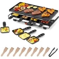 COSTWAY Raclette, 8 Raclettepfännchen, 1400 W, wendbarer Antihaft-Grillplatte