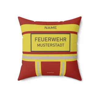 COVRZ Freiwillige Feuerwehr Kissen | Quadratisches Kissen aus gesponnenem Polyester mit individuellem Textband schwarz 14" × 14" Ohne