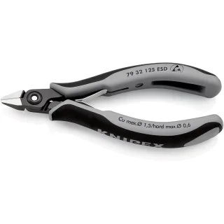 KNIPEX Präzisions-Elektronik-Seitenschneider ESD mit sehr kleiner Facette - 7932125ESD