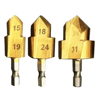 3PCS 6.35mm 1/4"Hex Shank 3 Flutes High-Speed Steel Countersink Drill Bit #20 #25 #32 Diameter for Wood / Metal / Plas
