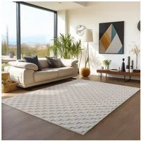 Teppium Teppich Bouclé-Teppich im skandinavischen Stil mit Karomuster, Rechteckig, Höhe: 20 mm, Kurzflor Schlingen Teppich Creme Boucle-Loop Wohnzimmer Teppich