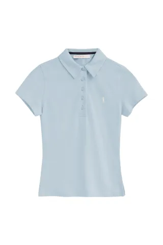 Kurzärmliges Poloshirt hellblau mit Rigby Go Stickerei im Slim Fit