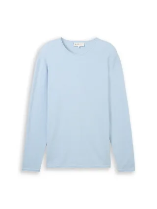 Denim Tom Tailor - Strickpullover aus Baumwolle light metal blue - Gr. - XL