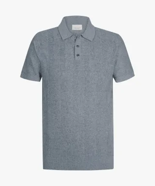 Profuomo - Blaues Polo mit Fischgrätmuster blau - Gr. - XL
