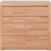OTTO home Kommode Silkeborg Fronten & Leisten aus Massivholz, Kospus aus Melamin, B/T/H: 90/35/85 cm. 2Schubladen & 2geschlossenen Fächern. Stauraum