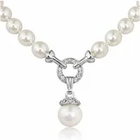 LUISIA® Perlenkette Perlen Collier mit großem Anhänger und Premium Kristallen (1-tlg., inkl. Schmuckbox)