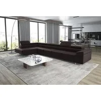 thematys Ecksofa ASTON MAXI 405 x 203cm mit Schlaffunktion & Bettkasten –, L-Sofa mit 5 verstellbaren Kopfstützen, Samt (Monolith), Cord (Poso) - L-Form, XL-Wohnlandschaft, 405 cm breit