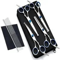 POPOLIC Scheren-Set Haarschere »Profi 6-7 Zoll Fellschere Hunde Set, (7-tlg., Hundepflegeschere), Sichere, kratzfeste Schere mit abgerundeter Spitze