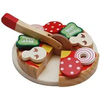 Chr. Tanner Spiellebensmittel Pizza aus Holz zum Schneiden mit Pizzaschneider & Brett, Pizza zum Schneiden mit Zubehör