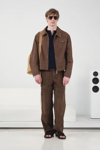 Baumwoll-Gabardine-Reißverschlussjacke mit Tasche
