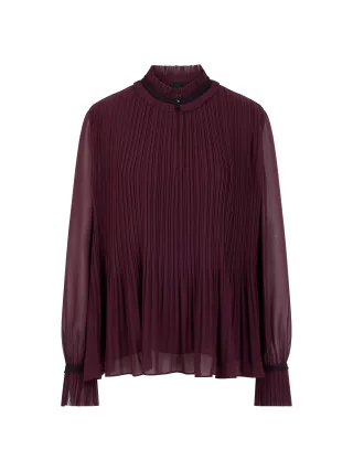 Marc Cain Collections - Plisseebluse mit femininen Details winetasting - Gr. - 38