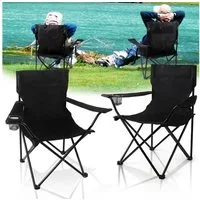 CALIYO Campingstuhl Faltstuhl mit Getränkehalter & Tragetasche Angelsessel (2 St), Campingstuhl bis 120kg Faltstuhl Anglerstuhl Regiestuhl