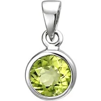 Schmuck Krone Kettenanhänger Solitär Anhänger aus 925 Silber Peridot grün, Silber 925