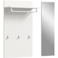 OTTO home Garderobenpaneel AOSTA, 2 teilig, inkl. Spiegel, 3 Haken, Ablageboden (2 St., in verschiedenen Farbausführungen erhältlich, individuell kombinierbar), Paneel, Spiegel, Set, Flurgarderobe, Wandgarderobe, Wandpaneel