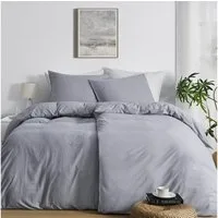 Topfinel Bettwäsche Bettwäsche 135x200 4teilig weiche Vorgewaschene Hautfreundlich, 100% Mikrofaser, 4 teilig, 2 Bettbezüge 135 x 200 2 Kissenbezüge 80x80 Reißverschluss Hellgrau