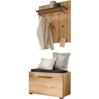 Home affaire Garderoben-Set Cantara, moderne Garderobe, Komplettset mit viel Stauraum, (Komplett-Set, 2-St), enthält Garderobenbank inkl. Sitzkissen & Garderobenpaneel