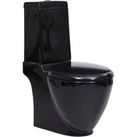 vidaXL Tiefspül-WC, WC Keramik-Toilette Badezimmer Rund Senkrechter Abgang Schwarz