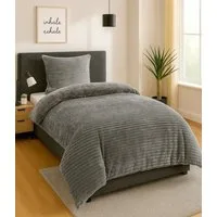 heimtexland Bettwäsche Cord Wende-Bettbezug Cashmere Touch Teddy Plüsch, Microfaser, 2 teilig, Winter I kuschelig weich und warm I Reißverschluss I 135x200