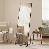 SONGMICS Standspiegel Ganzkörperspiegel mit saughaftem, verschiebbarem Vergrößerungsspiegel (set), stehend oder wandmontiert, Hartglas, gewölbt, 160 x 50/150 x 40 cm