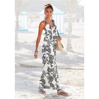 LASCANA Maxikleid mit verstellbarem Ausschnitt und gesmokter Taille, Jerseykleid Sommerkleid, Strandkleid, Viskosekleid, Boho-Kleid mit Paisleymuster