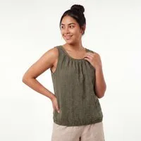 OriginalYou Trägertop Sommertop Damen Stretch Top Freizeit Oberteil Crinkle Look in Unifarben, Crinkle Look, One Size 38-42