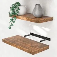 Casaria Wandboard, Dunkle Eiche Hängeregal mit Halterung 15kg Tragkraft Wohnzimmer 50cm