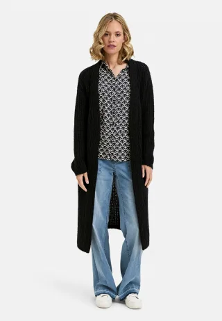 Milano Italy - long Cardigan w pockets and 1/1 sleeves navy - Gr. - M