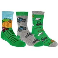 Yuhu ABS-Socken Jungen Stoppersocken Traktor 3er Pack rutschfest (3-Paar)