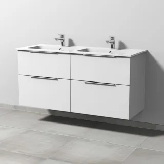 Sanipa 3way Waschtischunterbau zu Duravit ME by Starck Waschtisch mit 4 Auszügen, Weiß-Soft UM72843