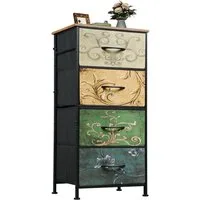 WLIVE Kommode Kommodenschrank, Sideboard mit 4/5 Schubladen, 40/120×30×98 cm, Metallrahmen, verstellbare Füße für Schlafzimmer/Flur