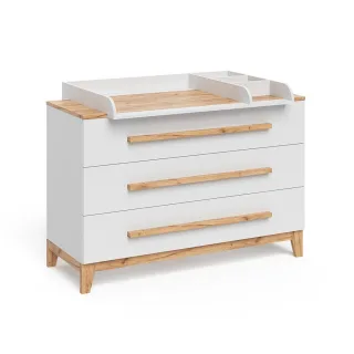VitaliSpa Wickelkommode, Weiß, Eiche Artisan, Holzwerkstoff, 3 Schubladen, Rechteckig, 133.2x98x70 cm, Babymöbel, Wickelkommoden & Zubehör, Wickelkommoden