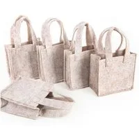 Logbuch-Verlag Geschenkbox 5 kleine Filz Taschen 10x10 cm beige mit Henkel Verpackung